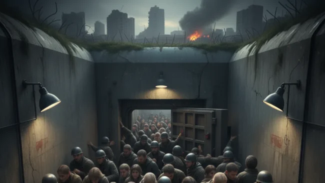 zatłoczone schrony , mała ilość Polska