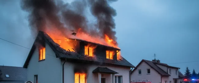 Pożar domu (ogień), co warto mieć na wypadek pożaru