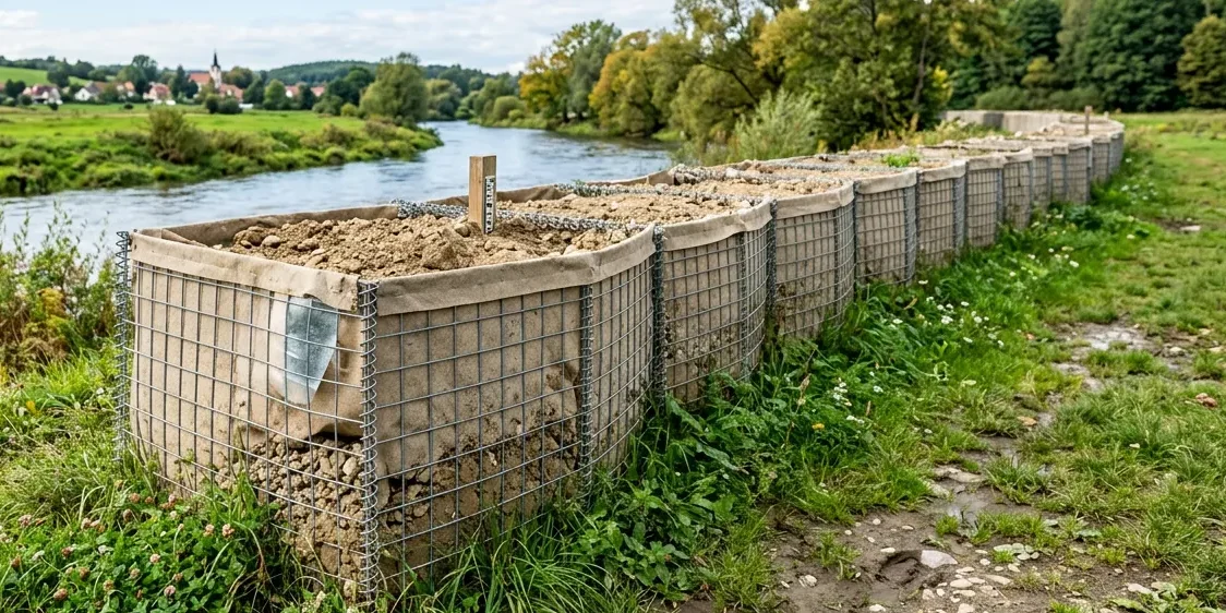 kosze HESCO jako zapora przed wodą
